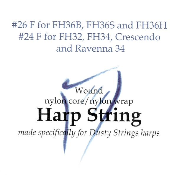 Nylon Core Wound Harp String — F (Blue)