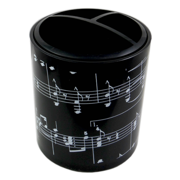 Round Plastic Pen Holder - Music Notes Design