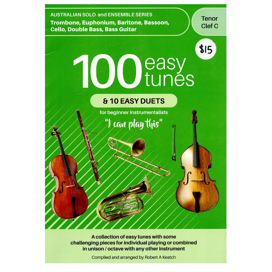 100 Easy Tunes for Trombone, Euphonium, Baritone, Bassoon, Cello, & Double Bass (Second-Hand Book) - SHB17
