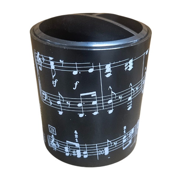 Round Plastic Pen Holder - Music Notes Design