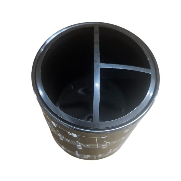 Round Plastic Pen Holder - Music Notes Design